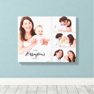 Aangepaste rechthoekige fotolijst met 4 familiefot canvas afdruk