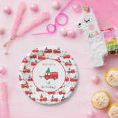 Aangepaste Red Fire Truck Party Pattern Birthday Papieren Bordje (Feest)