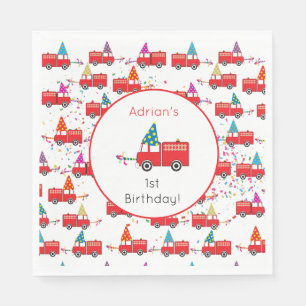 Aangepaste Red Fire Truck Party Pattern Birthday Servet