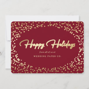 Aangepaste Red Gold Foil Hand Letters Business Feestdagenkaart