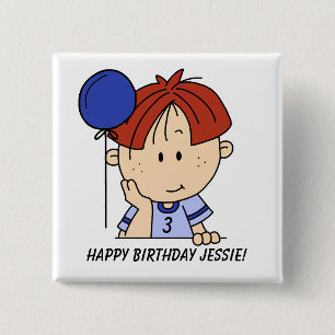 Aangepaste Red Hazard Boy Birthday Button