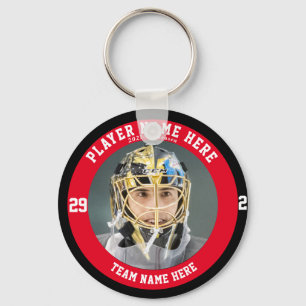 Aangepaste Red Youth Ice Hockey Teams Button Sleut Sleutelhanger