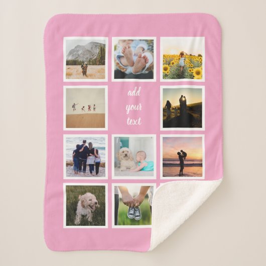 Aangepaste reeks 11 Foto Aangepast collage Sherpa Deken (Voorkant)