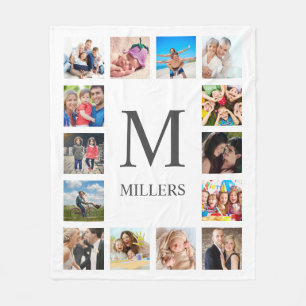 Aangepaste reeks foto's Collage Persoonlijk Wit Fleece Deken