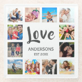 Aangepaste reeks foto's Collage Persoonlijk Wit Glazen Onderzetter (Voorkant)