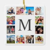 Aangepaste reeks foto's Collage Persoonlijk Wit Keramisch Ornament (Voorkant)