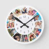 Aangepaste reeks foto's Collage Persoonlijk Wit Ronde Klok (Voorkant)