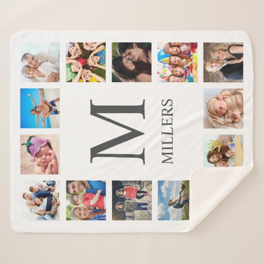 Aangepaste reeks foto's Collage Persoonlijk Wit Sherpa Deken (Voorkant (horizontaal))