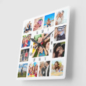 Aangepaste reeks foto's Collage Persoonlijk Wit Vierkante Klok (Hoek)