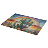 Aangepaste regenboog cactus snijplank (Hoek)