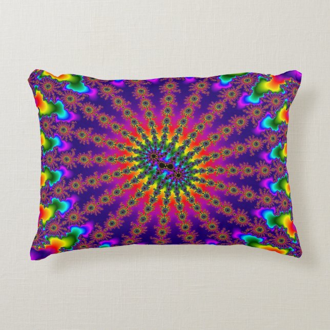 Aangepaste Regenboog Fractal Burst Kussen (Voorkant)