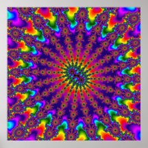 Aangepaste regenboog fractal burst poster