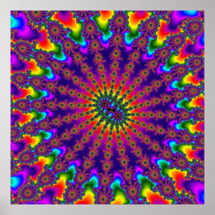 Aangepaste regenboog fractal burst poster