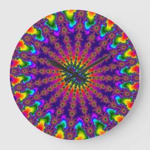 Aangepaste Regenboog Fractale Barst Ronde Wandklok Grote Klok