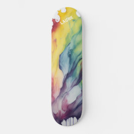 Aangepaste regenboog waterverf skateboard