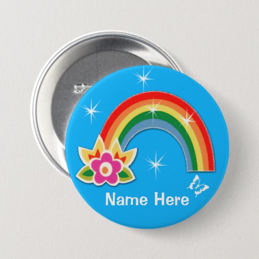 Aangepaste regenboogButtonnen met Jouw tekst Ronde Button 7,6 Cm (Voorkant /achterkant)