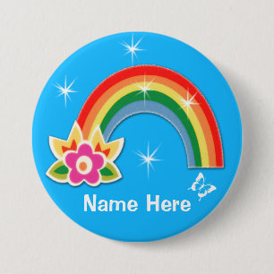 Aangepaste regenboogButtonnen met Jouw tekst Ronde Button 7,6 Cm