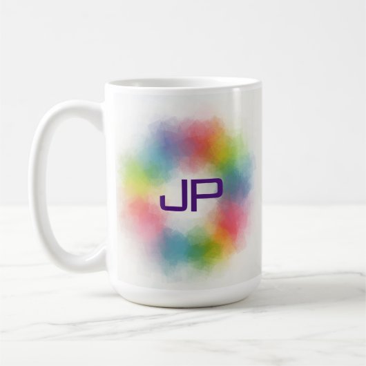 Aangepaste regenboogkleuren kleurig Abstract monog Koffiemok (Links)