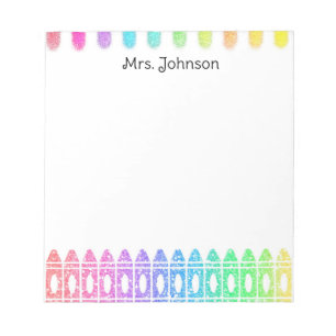 Aangepaste regenboogkrayon Kindergarten Teacher-la Notitieblok