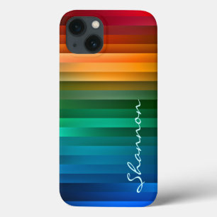 Aangepaste regenbooglintstripe robuuste iPhone 6 h iPhone 13 Hoesje