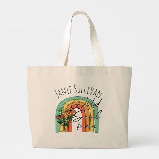 Aangepaste regenboognaam Grote Canvas tas (Achterkant)