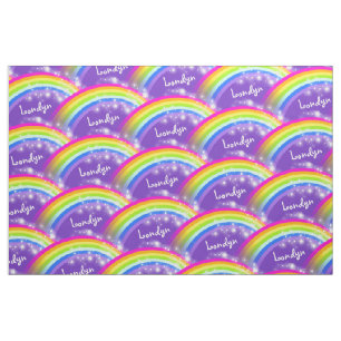 Aangepaste regenboogsterren paars herhalingspatroo stof