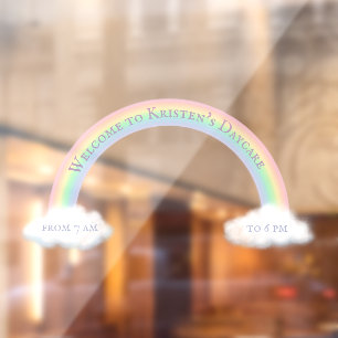 Aangepaste regenboogstraal en vloeiende witte wolk raamsticker
