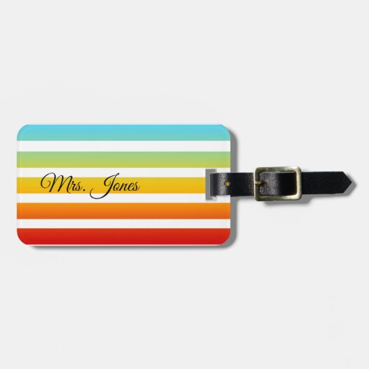 Aangepaste regenboogstrips Bagagelabel (Voorkant horizontaal)