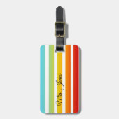 Aangepaste regenboogstrips Bagagelabel (Voorkant verticaal)