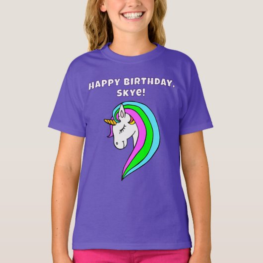 Aangepaste regenboogUnicorn T-shirt (Voorkant)