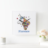 Aangepaste regenboogUnicorn Vierkante Klok (Huis)