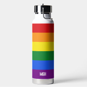 Aangepaste regenboogvlag voor monogram waterfles