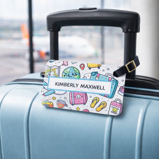 Aangepaste Reis Doodle Bagage Label Leuke Ontwerp