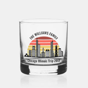 Aangepaste reis souvenir van Chicago zonsondergang Whisky Glas