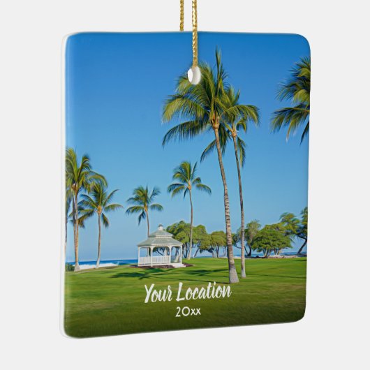 Aangepaste reisfoto, jaar 2-zijdig, moderne kerstm keramisch ornament (Rechts)