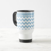 Aangepaste reismuis, blauwe en witte Chevrons Reisbeker (Voorkant links)