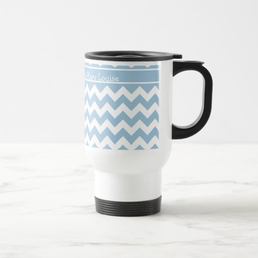 Aangepaste reismuis, blauwe en witte Chevrons Reisbeker (Rechts)