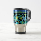 Aangepaste reismuis, Quirky Blue Moons Pattern Reisbeker (Voorkant rechts)