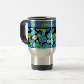 Aangepaste reismuis, Quirky Blue Moons Pattern Reisbeker (Voorkant links)