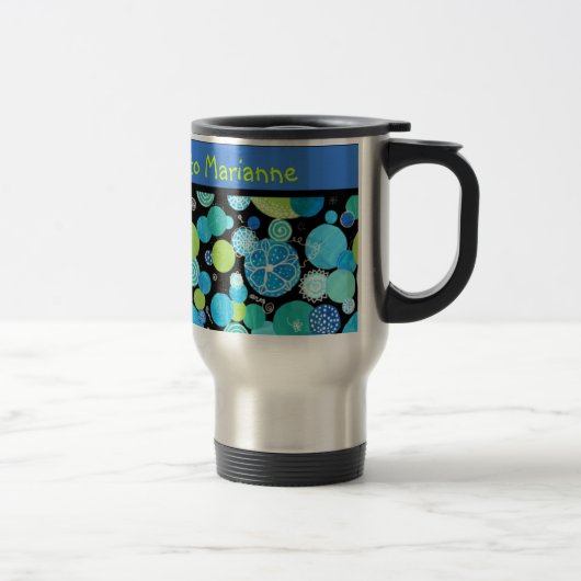 Aangepaste reismuis, Quirky Blue Moons Pattern Reisbeker (Rechts)