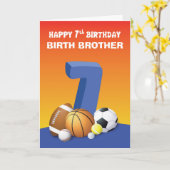 Aangepaste Relatie Geboorte Broer Jongen 7e Verjaa Kaart (Gele Bloem)