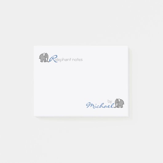 Aangepaste "RElephant Notes" grijs en blauw Post-it® Notes (Voorkant)