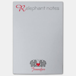 Aangepaste "RElephant Notes" grijs en rood Post-it® Notes