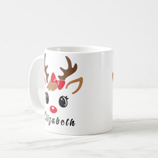 Aangepaste rendier kerst Mok | Mok van het rendier (Voorkant links)