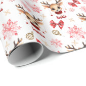 Aangepaste Rendier Kerstmis Gift Wrap Cadeaupapier (Rol Hoek)
