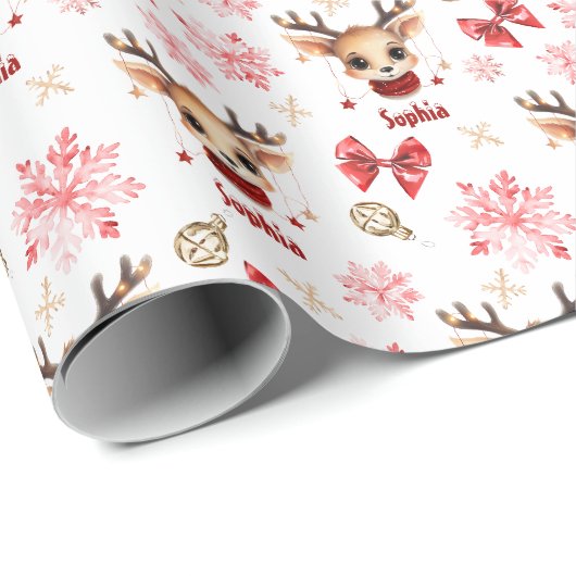 Aangepaste Rendier Kerstmis Gift Wrap Cadeaupapier (Rol Hoek)