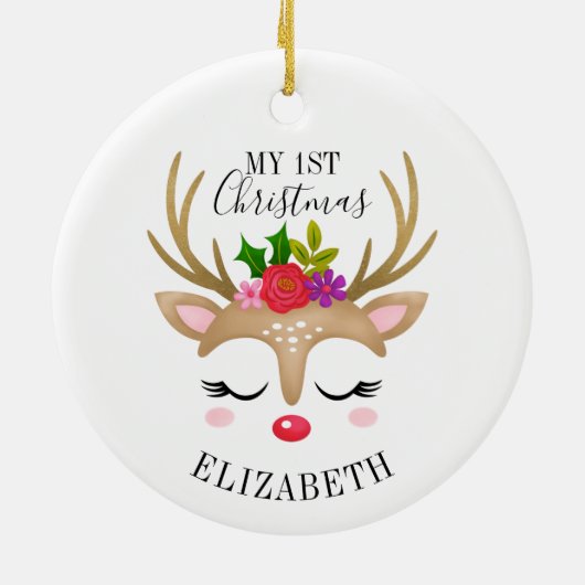 Aangepaste rendierklinker, 1 kerst keramisch ornament (Achterkant)