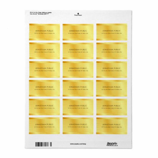 Aangepaste rendy Faux Gold Elegant Moderne Sjabloo Etiket (Full Sheet)
