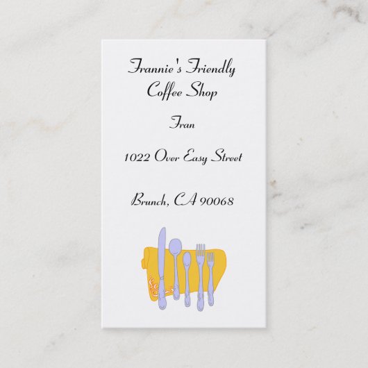 Aangepaste Restaurant Servies Visitekaartje Sjablo (Voorkant)