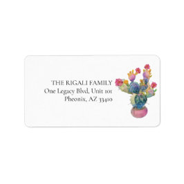 Aangepaste retour adreslabels Waterverf Cactus Etiket